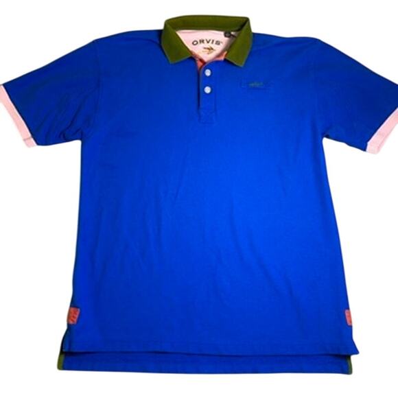 Orvis Polo Mens Medium Blue Colorblock Colorful Fisherman Elevated Basic Durable - Picture 1 of 6